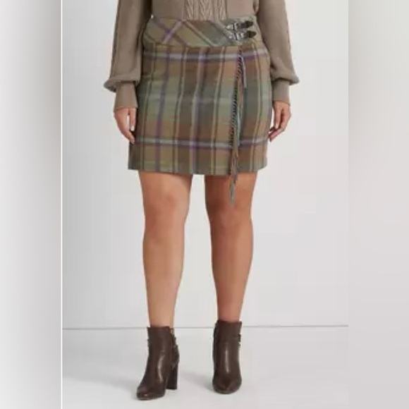 Lauren Ralph Lauren Women’s Plaid Fringe Trim Tweed Mini Skirt - Picture 5 of 16